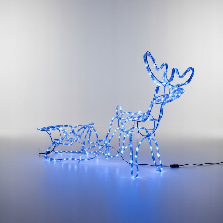 Renifer z Saniami LED Świecący Świąteczny Na Zewnątrz Do Ogrodu Niebieski