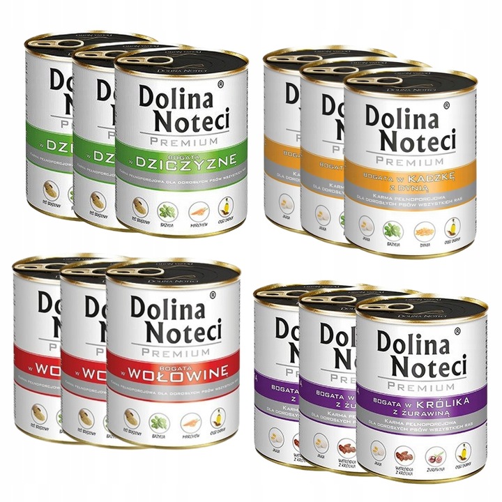 DOLINA NOTECI Premium Mokra karma dla psa MIX SMAKÓW 12x800g