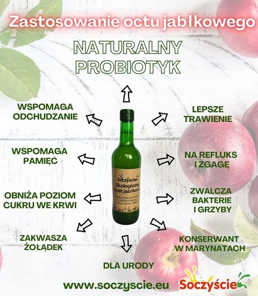 Soczysty ekologiczny ocet jabłkowy 500ml
