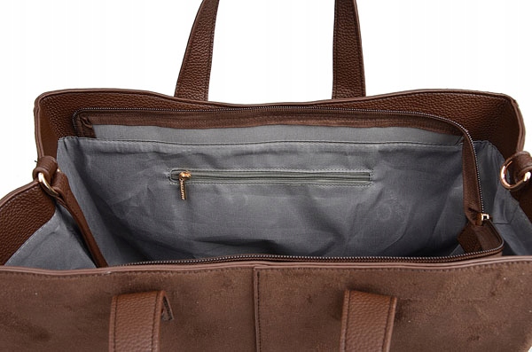 GALLANTRY Torebka damska CASUAL na ramię SHOPPER czekolada DUŻA A4 ZAMSZ