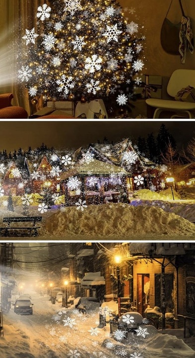 PROJEKTOR ŚWIĄTECZNY LASEROWY EFEKTY RUCHOMY NA DOM PŁATKI ŚNIEGU LED MOC