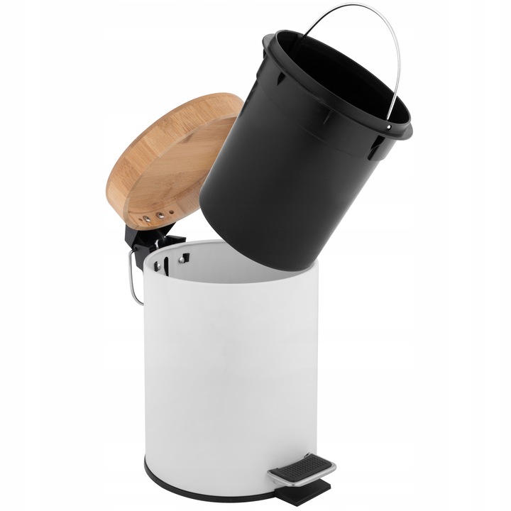 Kosz na śmieci łazienkowy 3l bambus śmietnik do wc łazienki kuchni biały