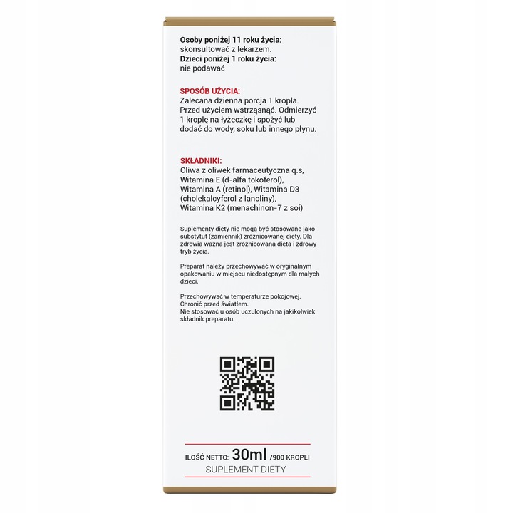 WITAMINA ADEK JUNIOR A, D3, E, K2 MK-7 KROPLE 30ml