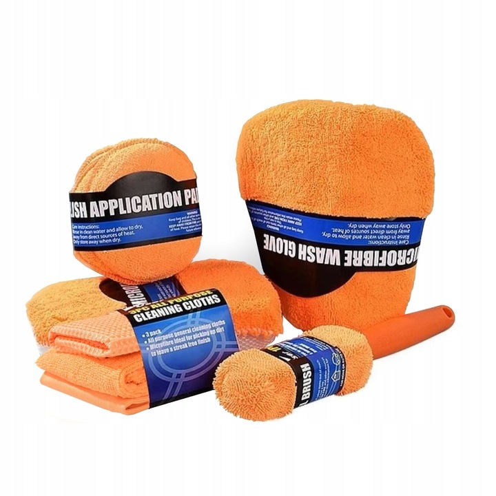 ZESTAW DO MYCIA SAMOCHODU CZYSZCZENIA AUTA DETAILING GABKA RĘKAWICA FELG