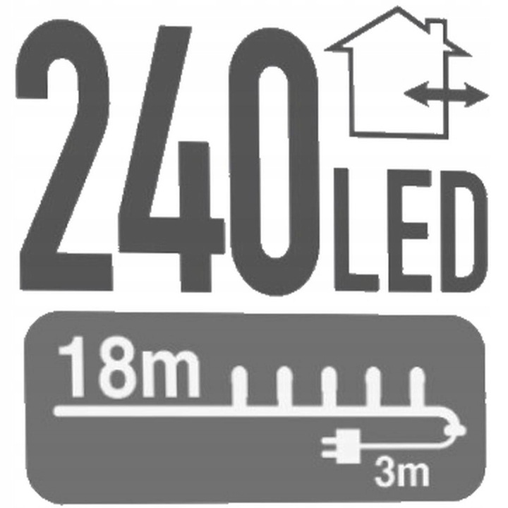 Lampki choinkowe na zewnątrz i wewnątrz 18m 240 lampek LED zimny biały
