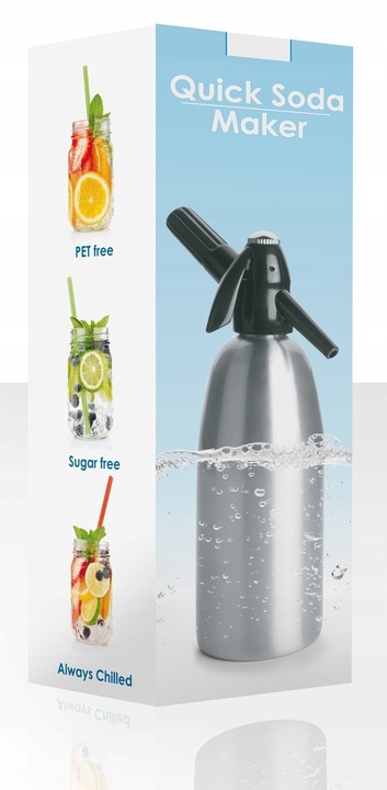 SYFON SATURATOR DO WODY SODOWEJ GAZOWANEJ CO2 STALOWY 1L SREBRNY