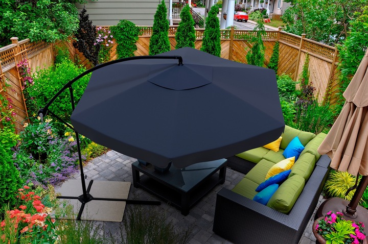 PARASOL OGRODOWY SKŁADANY NA WYSIĘGNIKU 350CM ANTRACYT +POKROWIEC GRAFITOWY