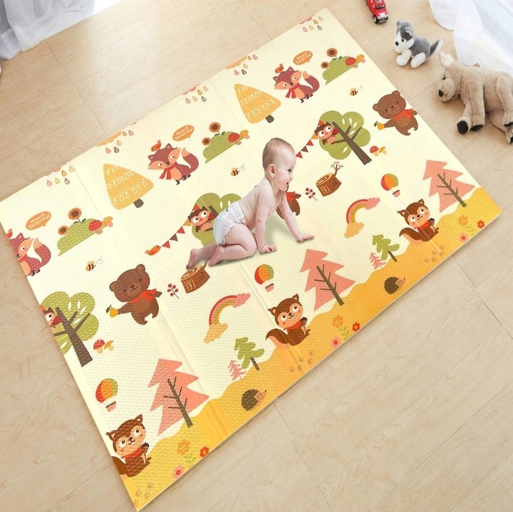 Mata Edukacyjna Piankowa Dwustronna Składana Mata dla Dzieci Duża 200x180cm