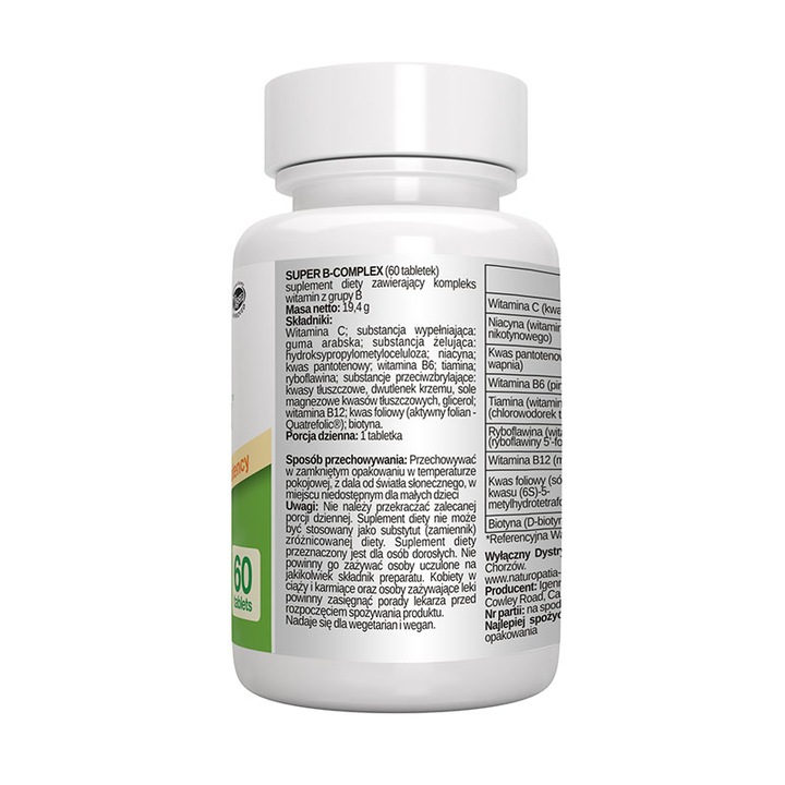 SUPER witamina B COMPLEX witamina B12 B6 B7 AKTYWNY folian 180 tabletek