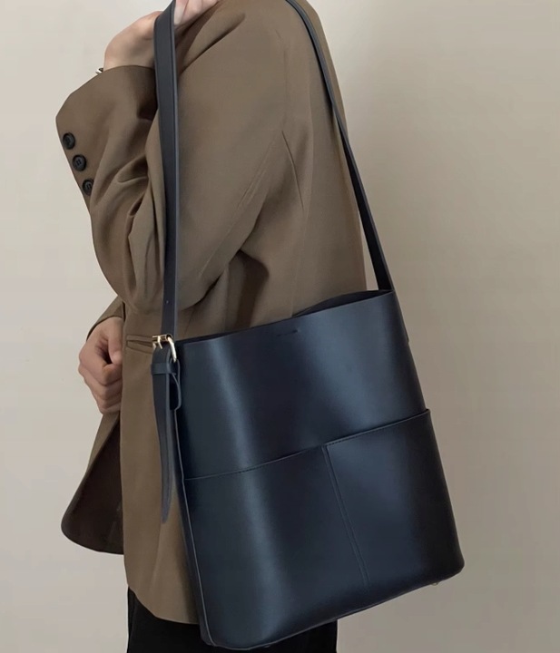 Torebka Damska CZARNA Torba na Ramię Pojemna Shopper Duża Eko Skóra Miejska