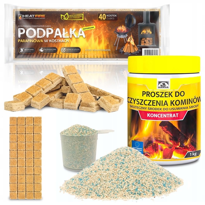 ŚRODEK DO CZYSZCZENIA KOMINA PIECA PROSZEK DO USUWANIA SADZY SMOŁY HANSA 1K