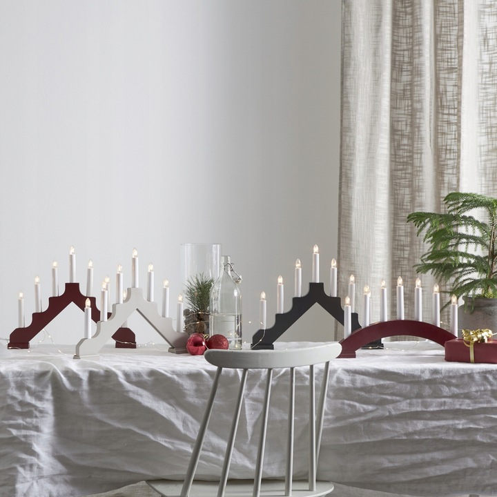 Świecznik adwentowy drewniany czerwony BEA