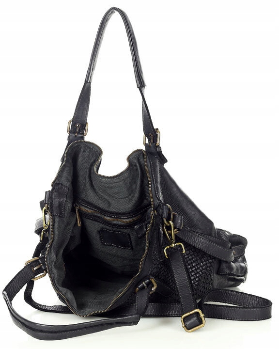 Skórzana torebka shopper z regulowanymi rączkami