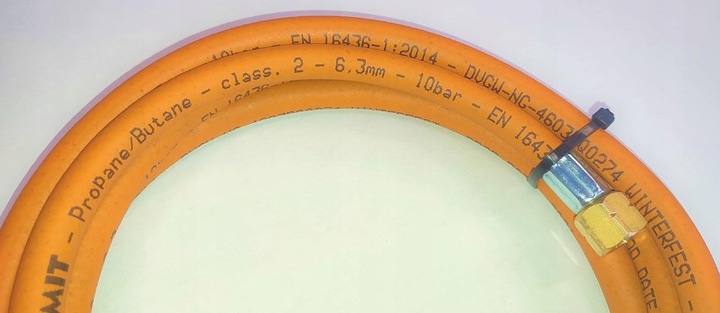 Wąż do gazu propan-butan Fagumit 10m 10bar Ø6,3mm ze złączkami 3/8" - 3/8"