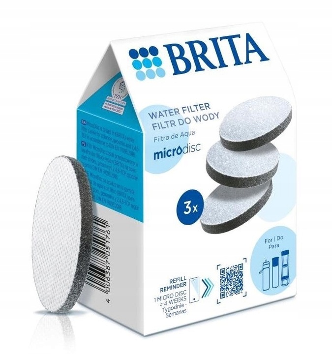 Wkład filtrujący 3 szt MicroDisc do Karafki Butelek Brita Fill&Go / Active