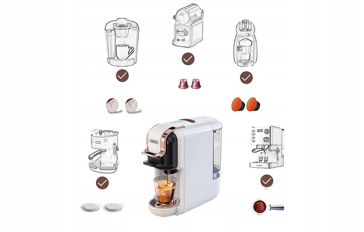 Kapsułkowy Ekspres Do Kawy 5w1 Hibrew H2b Nespresso Dolce Gusto 19 Barów