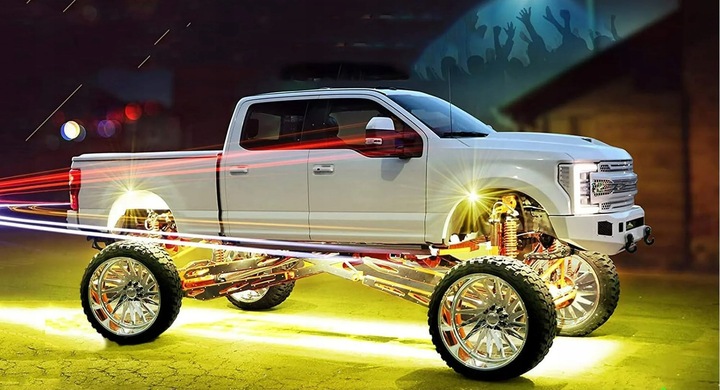 PODŚWIETLENIE PODWOZIA LED RGB LAMPKI POD SAMOCHÓD AUTO 8szt + PILOT APPka