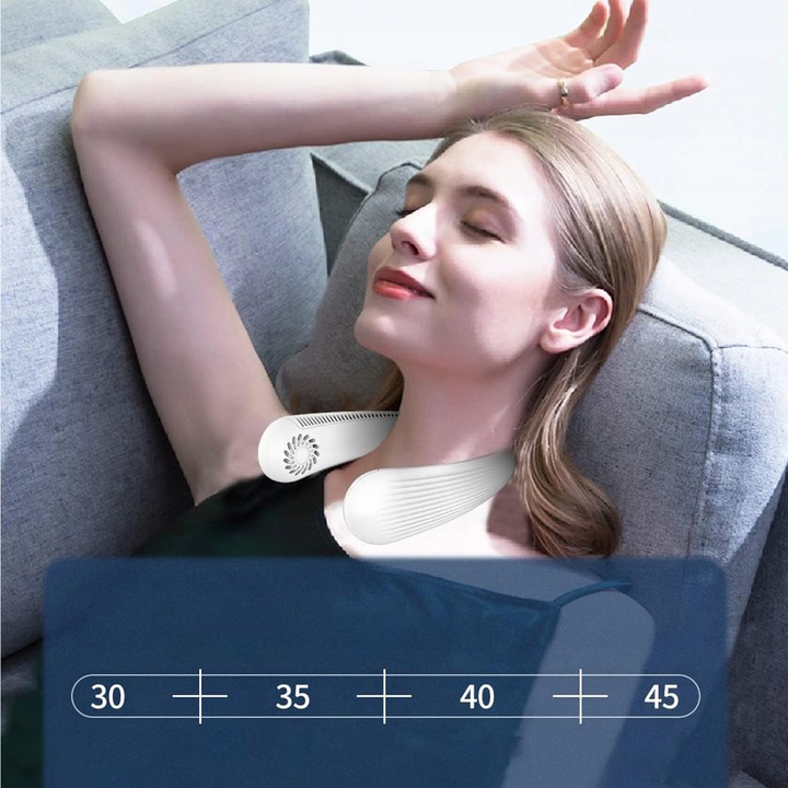 PRZENOŚNY WENTYLATOR WIATRAK NA SZYJĘ USB TRZY REGULOWANE PRĘDKOŚCI 3000mAh