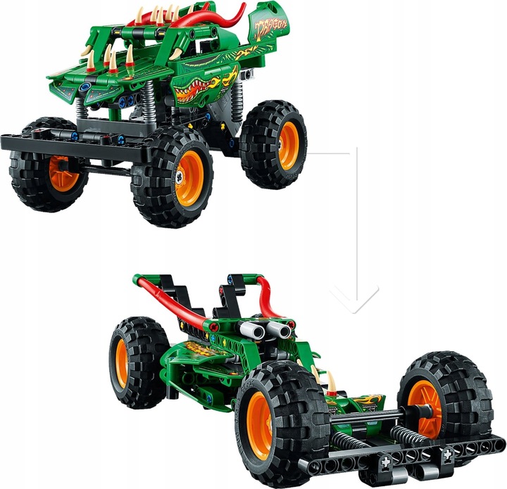 LEGO TECHNIC Monster Jam Dragon 2w1 klocki 42149 krokodyli pojazd zestaw 7+
