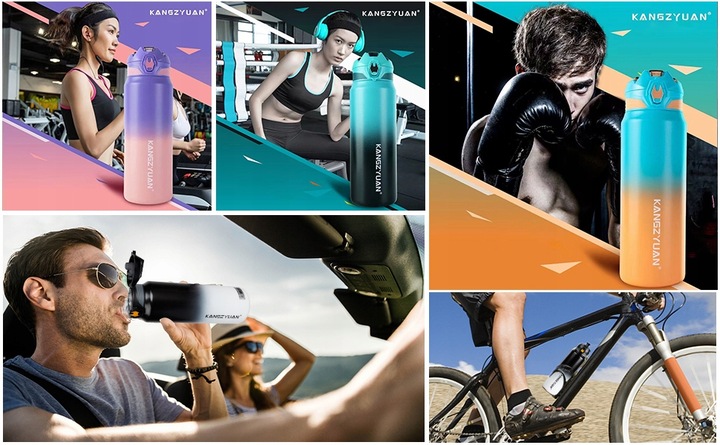 Kubek termiczny Termos Bidon na napoje kawę Sportowy izolowany z ustnikiem