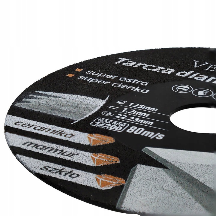 TARCZA DIAMENTOWA VERDEKAM GLD 125MM DO PRECYZYJNEGO CIĘCIA GRESU SZKŁA