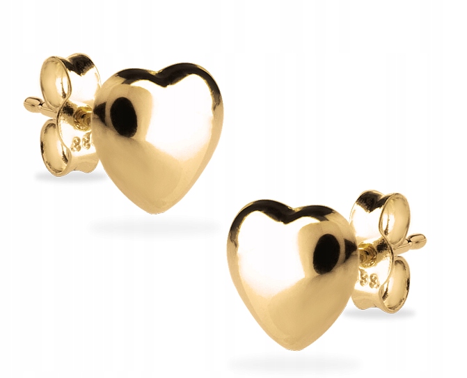 ZŁOTE KLASYCZNE KOLCZYKI WYPUKŁE SERDUSZKA SERCA 8KT 333