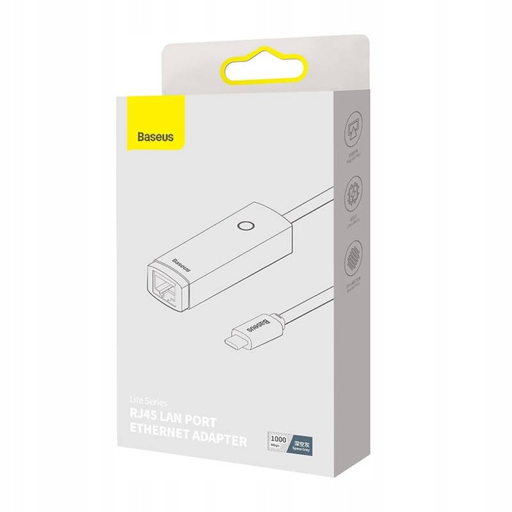BASEUS ADAPTER PRZEJŚCIÓWKA SIECIOWA INTERNETOWA USB-C DO RJ45 1000Mbps
