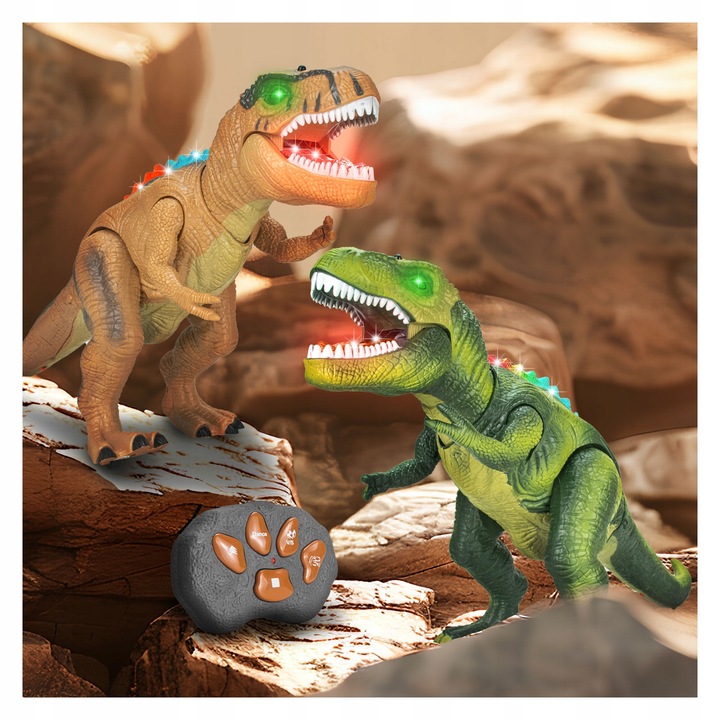 DINOZAUR T-REX INTERAKTYWNY ZDALNIE STEROWANY RC CHODZI RYCZY ŚWIECI PILOT