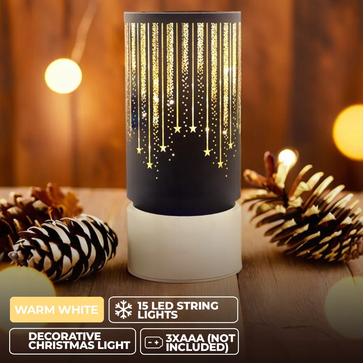 Lampion Świąteczny LED Duży Szklany - Dekoracja Świąteczna Ozdobna Na Stół