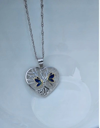 Srebrny Naszyjnik Serce ŁAŃCUSZEK z zawieszką celebrytka Srebro PRÓBA 925