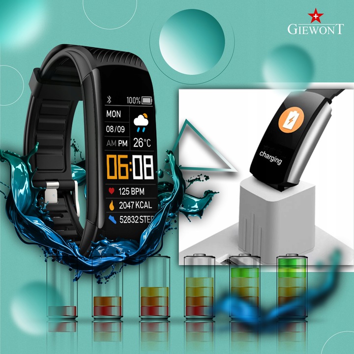 SPORTOWY SMARTBAND GIEWONT GW200 Fit&GO Duo KROKI SMS SPORT ALERT PULS