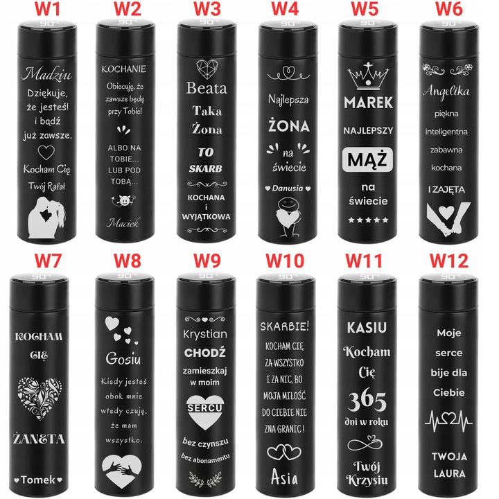 KUBEK TERMICZNY Termos LED GRAWER DO HERBATY KAWY Prezent Na URODZINY LOGO