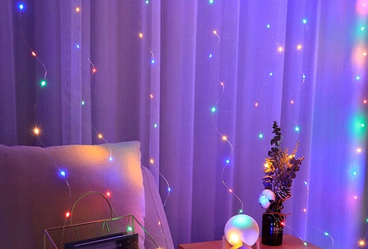 Kurtyna Świetlna LED 3x3 M Lampki świąteczne choinkowe girlanda RGB pilot