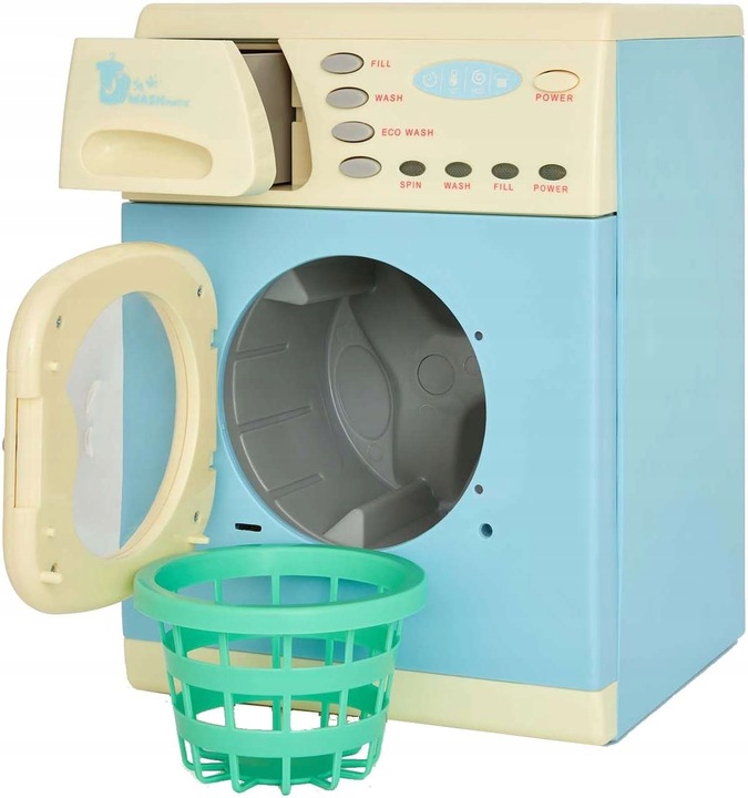 PRALKA DLA DZIECI DŹWIĘK ŚWIATŁO BĘBEN NA BATERIE NIEBIESKA CASDON 30 CM