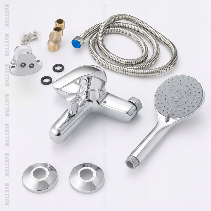 ZESTAW WANNOWY BATERIA PRYSZNICOWA ścienna wąż uchwyt słuchawka 5 trybów