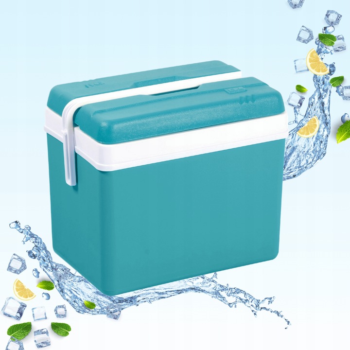 LODÓWKA TURYSTYCZNA 35L TURKUSOWA na WKŁADY MROŻĄCE do auta KAMPERA łodzi