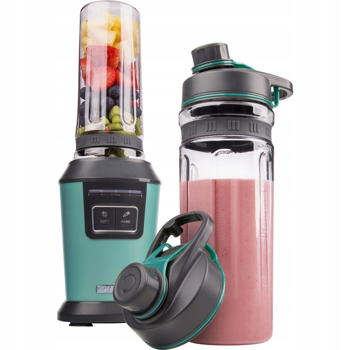 Blender kielichowy do smoothie 800W 2x0,6L turkus tritan Sencor SBL 7171GR