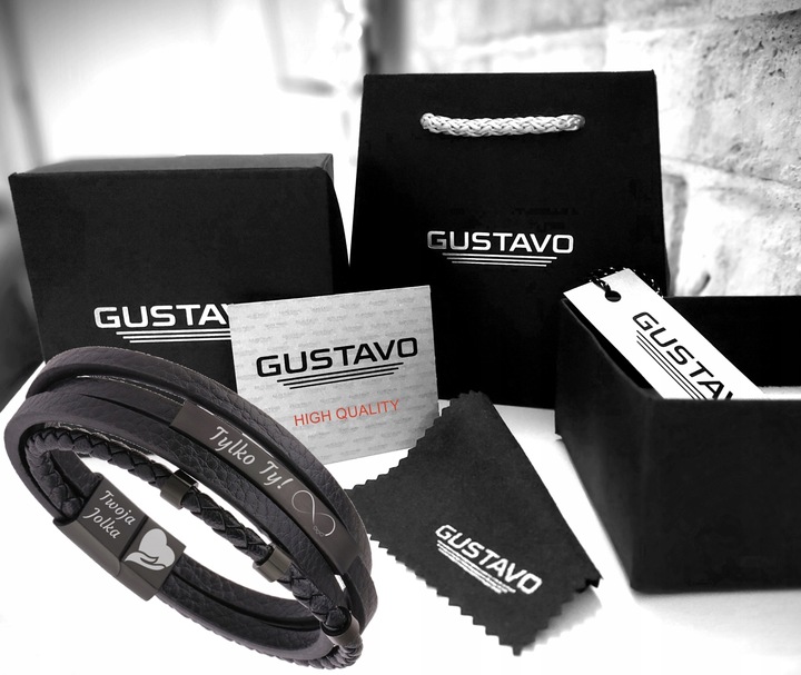 Bransoletka dla SYNA taty BRATA z GRAWEREM czarna