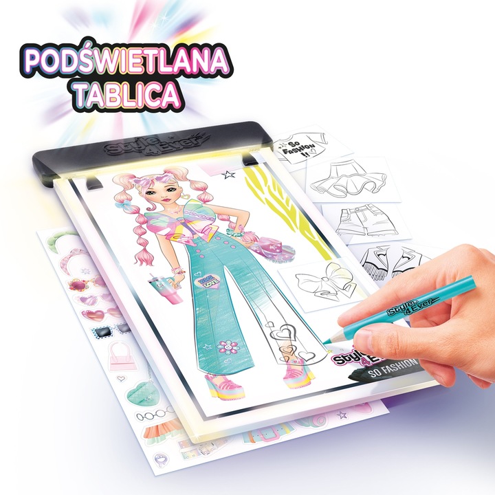 PROJEKT MODA ZESTAW KREATYWNY PODŚWIETLANA TABLICA DO PROJEKTOWANIA EPEE