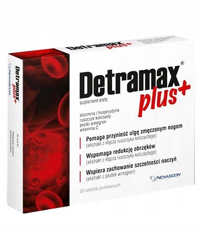 DETRAMAX PLUS WSPOMAGA REDUKCJĘ OBRZĘKÓW 60 TABLETEK