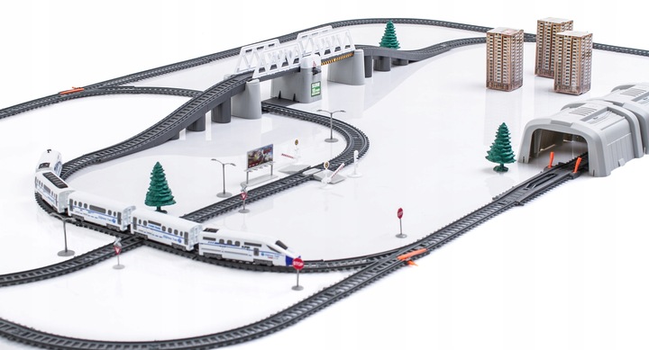 Kolejka elektryczna OGROMNY TOR MOST TUNEL 914cm Pociąg na baterie XXL