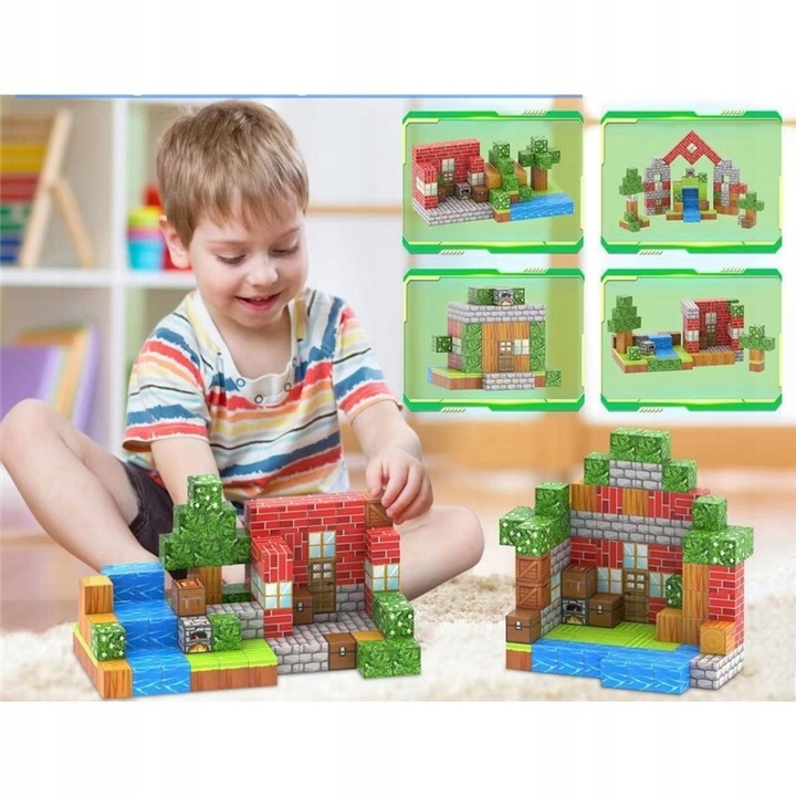 MAGNETYCZNE BLOKI MINECRAFT 200 + 10 LOSOWYCH LALEK