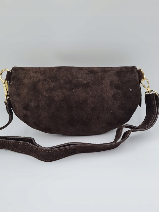 Vera Pelle torebka nerka skóra naturalna zamszowa brązowa czekoladowa zamsz