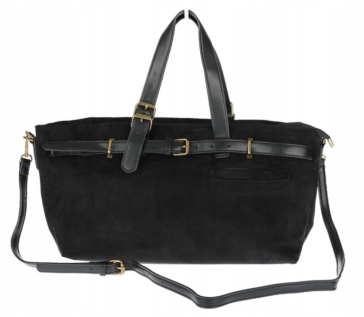 Torebka Damska shopper zamszowa torebka jamnik włoska marka 1255 Czarna