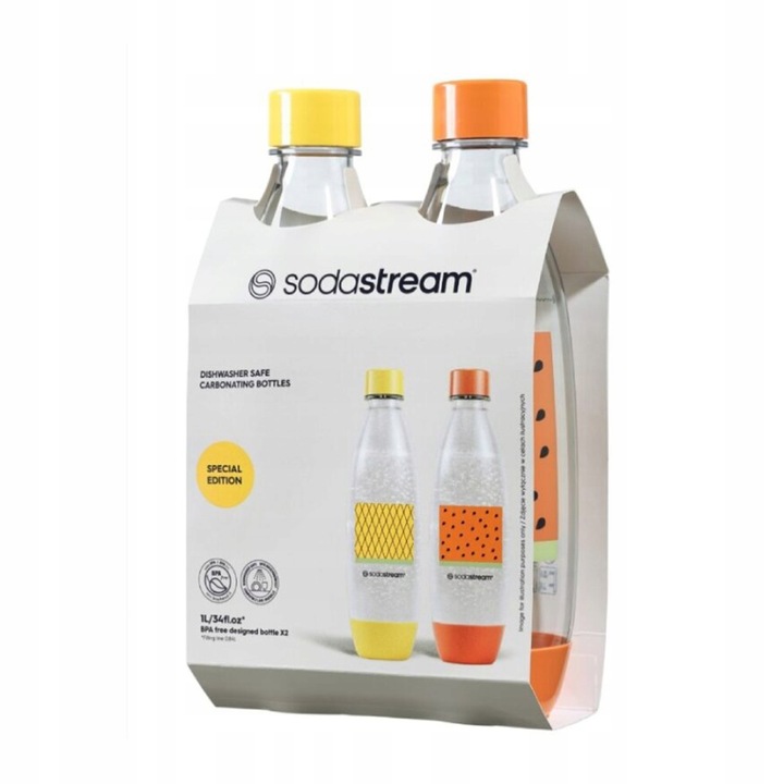 Zestaw 2x Butelka 1L do Saturatora Sodastream - pomarańczowa / żółta dwupak
