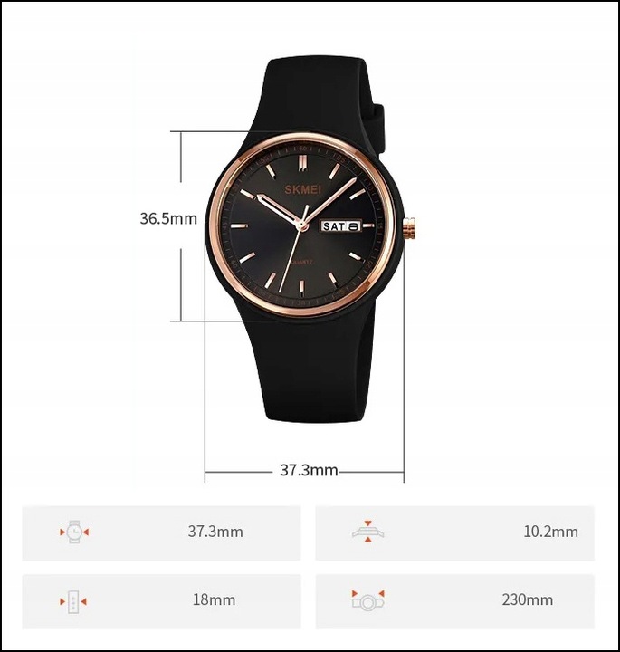 Zegarek damski SKMEI analogowy datownik czytelna tarcza