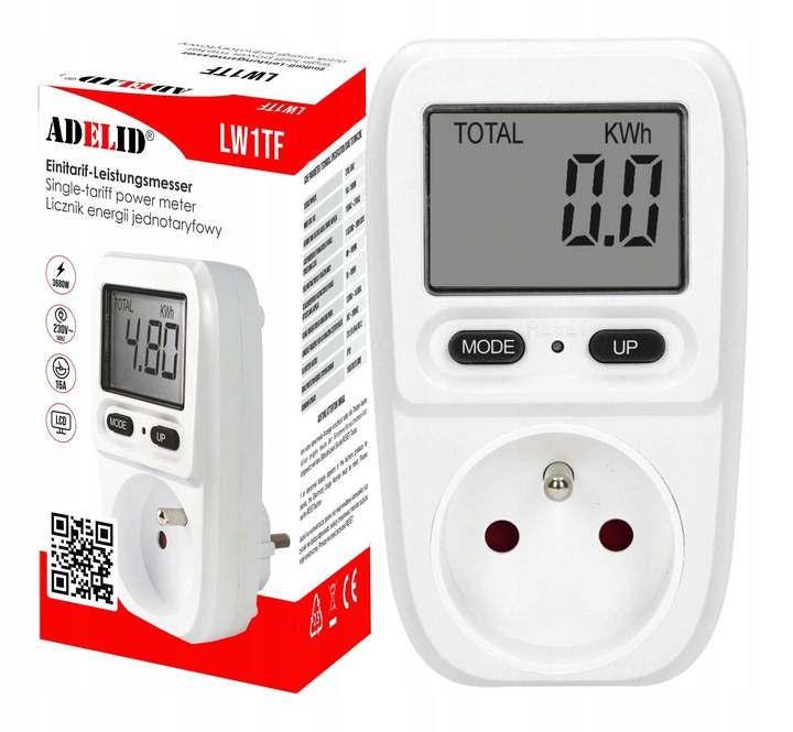 WATOMIERZ MIERNIK LICZNIK ENERGII ELEKTRYCZNEJ PRĄDU MOCY JEDNOFAZOWY BIAŁY