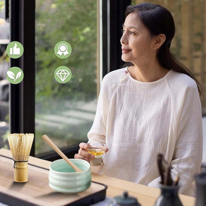 ZESTAW DO MATCHY Z MIOTEŁKA DO MATCHY I ŁYŻKĄ, JAPOŃSKA HERBATA MATCHA