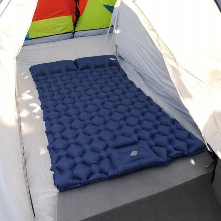 Materac Dmuchany Łóżko Dwuosobowe Z Pompką Do Spania Turystyczne Mata Lekka