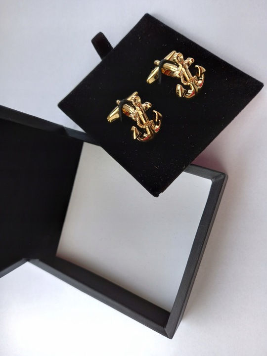 Złote spinki do koszul Kotwice Marine dla Żeglarza